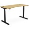 RoundE Height-Adjustable Curved Desk with Portals, Black Leg, 1400mm, Bamboo Top