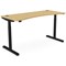 RoundE Height-Adjustable Curved Desk with Portals, Black Leg, 1600mm, Bamboo Top