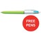 Bic 4-Colour Fashion Ball Pen / Pink Purple Turquoise Lime Green / Pack of 12 / Offer Includes FREE Pens