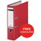 Leitz A4 Lever Arch Files / Plastic / 80mm Spine / Red / Pack of 10 / Offer Include FREE Chocolates