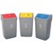 Recycle Bin Kit, 3 x 60 Litre Bins, Colour Coded Flip Top Lids