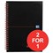 Black n' Red Glossy Black Wirebound Notebook / A5 / Ruled & Perforated / 140 Pages / Pack of 5 / Buy One Get One FREE