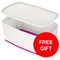 Leitz MyBox Storage Box with Lid / W318xD19xH128mm / White & Pink / 2 Storage Boxes / Free Storage Tray