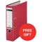 Leitz A4 Lever Arch Files / Plastic / 80mm Spine / Red / Pack of 30 / Offer Includes FREE Rexel Strip Lamp