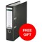 Leitz A4 Lever Arch Files / Plastic / 80mm Spine / Black / Pack of 30 / Offer Includes FREE Rexel Strip Lamp
