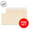 Blake Premium DL Wallet Envelopes / Wove / Cream / Peel & Seal / 120gsm / Pack of 500 / Offer Includes FREE Paper