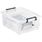 Strata Smart Box, 20 Litre, Clip-on Folding Lid, Carry Handles, Opens Front or Side, Clear