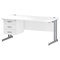 Trexus 1600mm Rectangular Desk, Silver Legs, 3 Drawer Pedestal, White