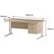 Trexus 1600mm Rectangular Desk, 2 Drawer Fixed Pedestal, White Cantilever Leg, Maple