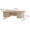 Trexus 1800mm Rectangular Desk, White Legs, 2 Pedestals, Maple