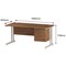 Trexus 1600mm Rectangular Desk, White Legs, 2 Drawer Pedestal, Walnut