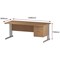 Trexus 1800mm Rectangular Desk, Silver Legs, 2 Drawer Pedestal, Oak