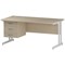 Trexus 1600mm Rectangular Desk, White Legs, 3 Drawer Pedestal, Maple