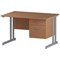 Trexus 1200mm Rectangular Desk, Silver Legs, 2 Drawer Pedestal, Beech