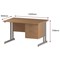 Trexus 1200mm Rectangular Desk, Silver Legs, 2 Drawer Pedestal, Oak