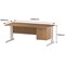 Trexus 1800mm Rectangular Desk, White Legs, 2 Drawer Pedestal, Oak