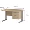 Trexus 1200mm Rectangular Desk, Silver Legs, 2 Drawer Pedestal, Maple
