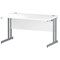 Trexus 1400mm Rectangular Desk, Silver Legs, White