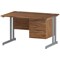 Trexus 1200mm Rectangular Desk, Silver Legs, 2 Drawer Pedestal, Walnut