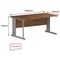 Trexus 1600mm Wave Desk, Left Hand, Cable Managed Silver Legs, Walnut