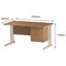 Trexus 1200mm Rectangular Desk, White Legs, 2 Drawer Pedestal, Oak
