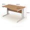 Trexus 1600mm Wave Desk, Right Hand, Cable Managed Silver Legs, Beech