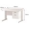 Trexus 1200mm Rectangular Desk, White Legs, 2 Drawer Pedestal, White