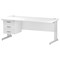 Trexus 1800mm Rectangular Desk, White Legs, 3 Drawer Pedestal, White