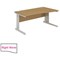 Trexus 1600mm Wave Desk, Right Hand, Cable Managed Silver Legs, Oak