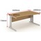 Trexus 1600mm Wave Desk, Right Hand, Cable Managed Silver Legs, Oak