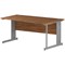 Trexus 1600mm Wave Desk, Right Hand, Cable Managed Silver Legs, Walnut