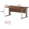 Trexus 1600mm Wave Desk, Right Hand, Cable Managed Silver Legs, Walnut