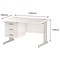 Trexus 1200mm Rectangular Desk, White Legs, 3 Drawer Pedestal, White