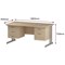 Trexus 1600mm Rectangular Desk, Silver Legs, 2 Pedestals, Maple