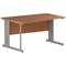 Trexus 1400mm Wave Desk, Left Hand, Cable Managed Silver Legs, Beech