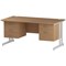 Trexus 1600mm Rectangular Desk, White Legs, 2 Pedestals, Oak