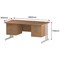 Trexus 1600mm Rectangular Desk, White Legs, 2 Pedestals, Oak