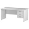 Trexus 1600mm Rectangular Desk, Panel Legs, 3 Drawer Pedestal, White