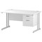 Trexus 1400mm Rectangular Desk, White Legs, 2 Drawer Pedestal, White