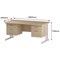 Trexus 1600mm Rectangular Desk, White Legs, 2 Pedestals, Maple
