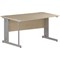 Trexus 1400mm Wave Desk, Left Hand, Cable Managed Silver Legs, Maple
