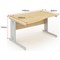 Trexus 1400mm Wave Desk, Left Hand, Cable Managed Silver Legs, Maple