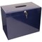 Metal File Box with 5 Suspension Files and 2 Keys, A4, Blue