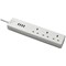 Ener-J 3 Socket WiFi Power Extension Lead, 4 USB Charging Points, Surge Protector, 1.8m, White