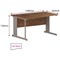 Trexus 1400mm Wave Desk, Left Hand, Cable Managed Silver Legs, Walnut