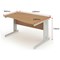 Trexus 1400mm Wave Desk, Right Hand, Cable Managed Silver Legs, Beech
