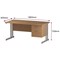 Trexus 1600mm Rectangular Desk, Silver Legs, 2 Drawer Pedestal, Oak