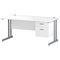 Trexus 1600mm Rectangular Desk, Silver Legs, 2 Drawer Pedestal, White