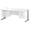 Trexus 1800mm Rectangular Desk, Silver Legs, 2 Pedestals, White