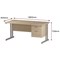 Trexus 1600mm Rectangular Desk, Silver Legs, 2 Drawer Pedestal, Maple